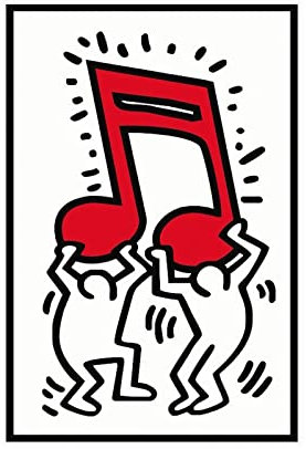 ZAPORA Keith Haring Musikposter auf Leinwand, Poster, Wandkunst, Dekordruck, Bild Gemälde für Wohnzimmer, Schlafzimmer, Dekoration, ungerahmt, 60 x 90 cm