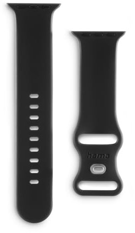 Hama Armband für Apple Watch 40/41/42mm (passend für Apple Watch 11/10/9/8/SE/7/6/5/4, Schnellwechselarmband, Silikon Look, Quick Change, flexibles Wechselarmband) schwarz