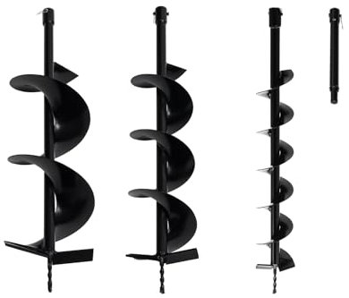 Lot de 3 tarières de jardin pour perceuse - 10, 15, 20 x 75 cm - Foret hélicoïdal de jardin - Outil de creusage extra long pour creuser des trous