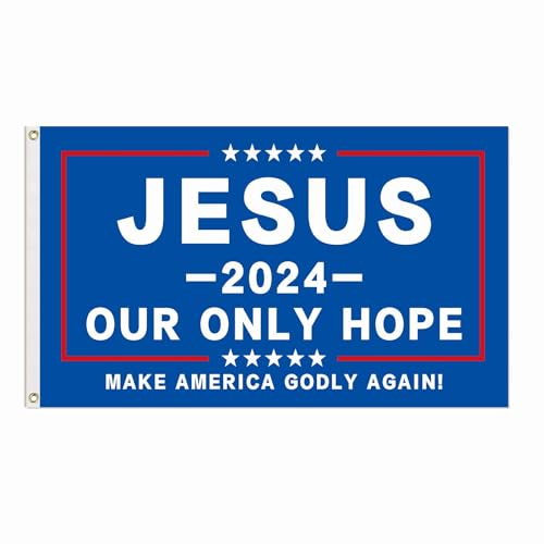 Jesus-Flagge, Jesus 2024, 90 x 152 cm, doppelseitig, Jseus Our Only Hope, patriotische Outdoor-Dekoration mit Messingösen (Jesus-1)