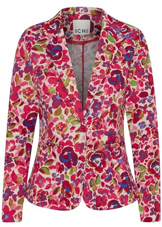ICHI IHKATE Damen Blazer Jackenblazer Anzugsakko Reverskragen Regular fit, Größe:S, Farbe:Love Potion Flower AOP (202925)