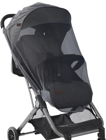 AUMAYCO Universelles Kinderwagen Moskitonetz, 2 Stück, Kinderwagen Insektennetz mit Elastischem Rand, Mückennetz-Schutzabdeckung für Kinderwagen, Buggy, Kinderbett, Autositz, Reisebett, Schwarz.