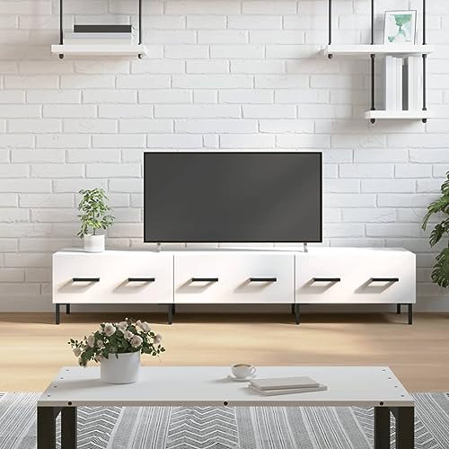 HETFTJN TV-Schrank, Fernseher Tisch Modern Tv Table Wohnwand Fernsehtisch Hoch Geeignet für Kleine Räume Den Flur Fernseher Schlafzimmer Weiß 150x36x30 cm Holzwerkstoff