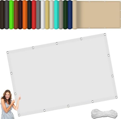 Segeltuch mit Ösen im Viele Größe Und Farben 145 x 550 cm,(Nach Mass) Markisenstoff 98% Uv Schutz Wasserabweisend, Pergola-Schattenspender Ersatz-Vordach,Für Terrasse Garten, Weiß