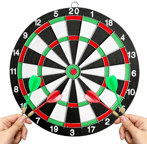 Lot de 4 fléchettes avec pointe en métal, kit professionnel avec outil pour fléchettes, support mural, convient pour l'intérieur et l'extérieur (30,5 cm)