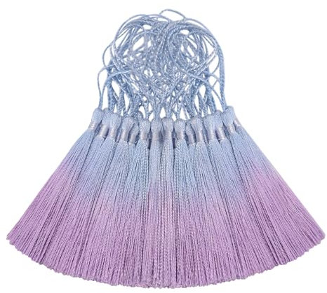 50 Stück Mini Quasten Anhänger Basteln Klein Charm Set für DIY Lesezeichen Armband Ohrring Frau Kett Schmuck Tasch Karte Band Schlüsselanhänger Geschenk Deko Personalisiert Zubehör (Blau Violett)