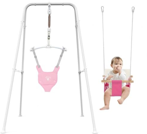 RAGOZONERY 2-in-1-Baby-Pullover mit Kleinkindschaukel, Baby-Pullover und Wippe, für drinnen und draußen, Kleinkindschaukel-Set (Rosa)