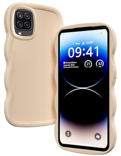 XINYEXIN Flüssiges Silikon Hülle für Samsung Galaxy A12 4G 5G, Wellen Lockige Form Niedliche Weiche Stoßfestes Handy Schutzhülle - Weiß