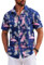 COOFANDY Herren Hemd Kurzarm Hawaiihemd Sommerhemd Flamingo Hawaii Party Outfit Strandhemd Herren Muster CP12 L