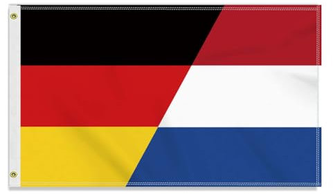 Große 90×150 CM Deutschland Niederlande Flagge, großes 150D Deutsch Niederländer Freundschafts banner,Strapazierfähige Deutschlandfahne Doube-Seitendruck Dekor Messingösen large Netherlands