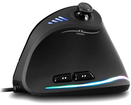 QWQJ - Vertical Gaming Joystick with 10000DPI Adjustable Programmable Ergonomic Cable for PC/Laptop/Computer