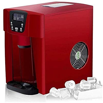 IIPOSAQQ Macchina per il ghiaccio portatile da banco elettrica, silenziosa, facile da usare, 16 kg di ghiaccio in 24 ore, autopulente, portatile, per la casa, la cucina, piccoli elettrodomestici