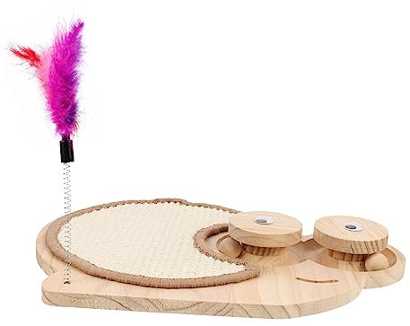 Kisangel Katzenkratzbrett-Spielzeug Holz-drehteller Sisal-kratzbrett Für Katzen Kätzchen Kratzspielzeug Für Möbel Interaktive Spielmatte Für Katzen Und Kätzchen