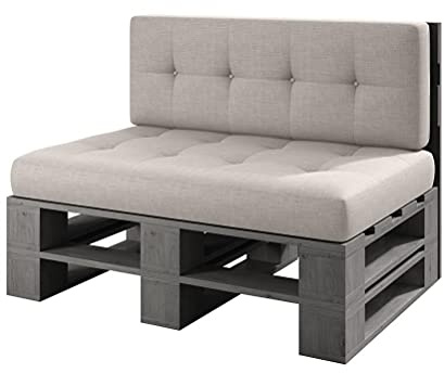 Lermowood Palettenmöbel Mp Bank 120 x 80 x 40 cm Grau | Europaletten Indoor und Outdoor Lounge Gartenmöbel Holz Gartenmöbel Set Lounge Möbel Terrasse Balkon Loft Stil Paletten