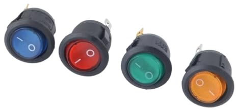 5 interruptores basculantes LED de 12 V, 20 A, 12 V, Interruptor de Encendido/Apagado, Luces de Coche, Interruptor basculante Redondo de 3 Pines.(Red,12V)