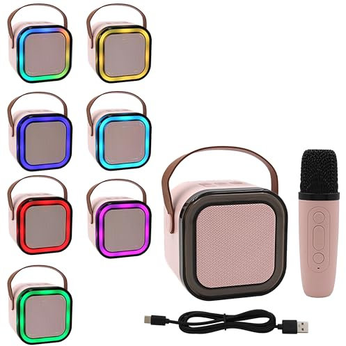 Lesser & Pavey Kids Karaoke Machine 2 Microphones For Play & Singing | Mini Microphone Toys for Boys & Girls Birthday Presents | Musical Karaoke Microphones for Entertainment & Gifts - Pink