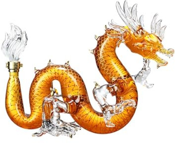 KRXSOBNV, Chinese Zodiac Dragon Whiskey Decanter 1100ml Creative Oriental Animal Wine Bottle Clear Glass Liquor Dispenser for Scotch Bourbon Vodka,Decanters