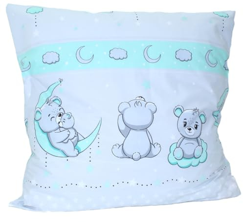 Baby Kinder Kissenbezug 80 x80 cm Kissenhülle Bezug für Kissen (Minze)