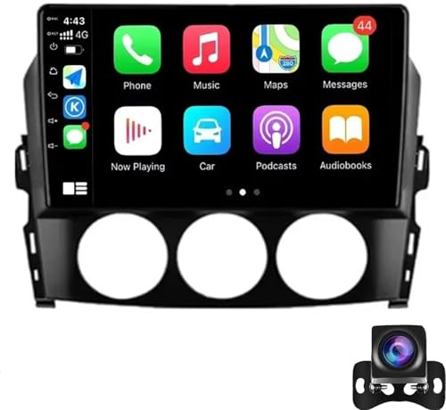 Autoradio Stereo Für Mazda MX-5 III 3 NC 2008-2015 Android 15 9 Zoll Touchscreen-Radio Mit Carplay Android Auto GPS-Navigation Mit Bluetooth WiFi USB Mirror Link FM Autoteile(Color:4-Core 2+32G)