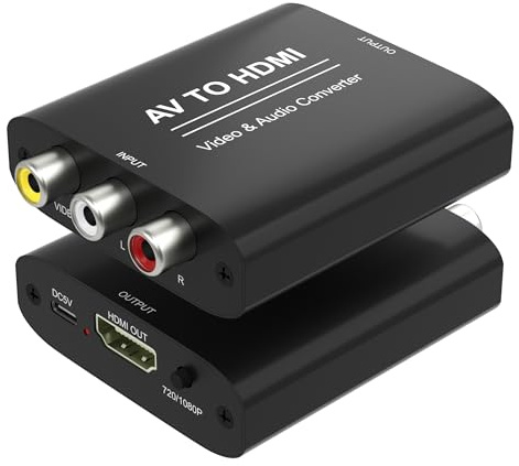 CVBS Convertisseur AV vers HDMI, RCA vers HDMI, convertisseur RCA vers HDMI, adaptateur vidéo composite RCA 1080p, PAL/NTSC, rouge, blanc, jaune vers HDTV, adaptateur compatible avec lecteurs