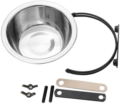 MOTHNUR Gamelle Suspendue pour Animaux en Acier Inoxydable 17 Cm pour Cage, Bol pour Chien et Chat, Bol Alimentaire Pratique pour Animaux D'intérieur