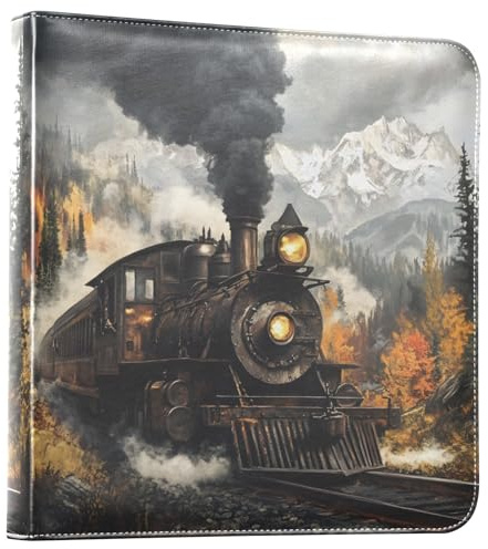 Fotoalbum, großes Fassungsvermögen, DIY-Familien-Baby-Erinnerungsbuch, 30,5 x 30,5 cm, 20 Seiten, Leineneinband, Scrapbooking, alte Lokomotive, rauchfarben