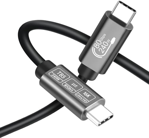 Angusplay Cable USB C Thunderbolt 5 80Gbps,16K Carga rápida de 240W 1.5M | 8K USB C for Thunderbolt 5/4/3, USB 4.0, Laptop, Monitor USB 4.0, USB C
