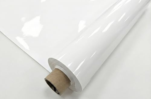 Lackfolie Premium 65cm breit für Biertische, 30m oder 15m Rollen einlagig, Hochglanz PVC-Folie schmutzabweisend für Biertischgarnituren, Farbe: 303 weiß, Anzahl der Artikel: 15m