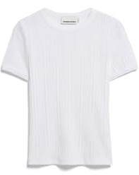 ARMEDANGELS Damen T-Shirt aus 100% Bio-Baumwolle Pointelle Slim Fit White S