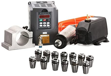 Moteur Broche CNC, 1.5kw/2.2kw broche refroidie à l'eau CNC + onduleur + pinces 80mm + pompe eau + 13 pièces pince ER20 for routeur(1.5kw with ER11)