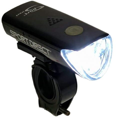 Sport Direct Mega White 20 Lumen Front Light. Focused beam. Run time upto 220hrs*. Visibility 600m+ IPX4 Waterproof *SEE 360 VIDEO*