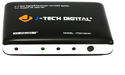 J-Tech Digital JTD0102/4K J-Digital Most Advanced 2 Ports HDMI 1X2 Powered Splitter, Support Ultra HD 4K 3840 A 2160 Resolution and 3D