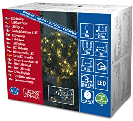 Konstsmide Mini LED Lichterkette, 80 gelbe Dioden, 4.5V Außentrafo, grünes Kabel - 3141-000