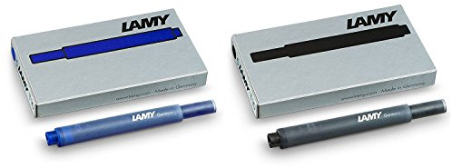 Lamy T10 Ink Cartridges: 1 Pack of Black + 1 Pack of Blue