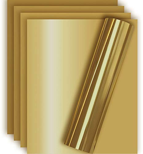 Tvinyl Warehouse Light Gold Metallic Foil HTV Heat Transfer Vinyl | Easy to Weed and Iron on, 12 X 10, for T-Shirt and Apparel ( Pack of 5 )