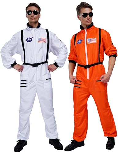 Maxim Party Supplies Astronauten-Kostüm für Herren, Overall für Erwachsene, mit gestickten Aufnähern und Taschen