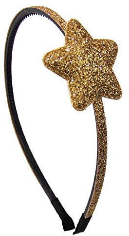 Righe e Pois - Haarreif für Mädchen, 0,5 cm mit bauchigem Glitzer-Stern, 4 cm - Haarreifen für Mädchen 356-802 (Gold)