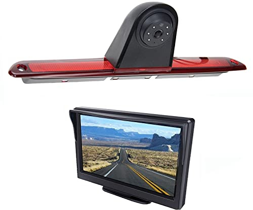 Misayaee HD Rückfahrkamera 3. Bremsleuchte für Mercedes/für Transporter/für MB/für Sprinter W906 / für VW/für Crafter,Bremslicht Einparkkamera Nachtsicht Kamera + 4.3 Zoll Monitor