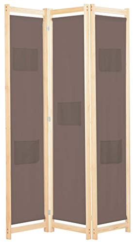 vidaXL Holz Raumteiler 3-TLG. Paravent Trennwand Umkleide Sichtschutz Spanische Wand Raumtrenner Stellwand Braun 120x170x4 cm Stoff Klappbar Platzsparend