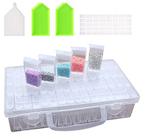 Jiahuade 64pcs Diamant Sortierbox,Diamond Painting Zubehör Boxen,Diamant Malerei Aufbewahrungsbox,Diamond Painting Werkzeug,Diamond Painting Box Groß,Diamant Stickerei Box,Diamant Malerei Zubehör