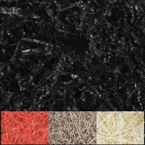 Creative Deco 200g Schwarz Füllmaterial Geschenk aus Papier | Stroh für Pakete | Papier-Schnitzel | Deko Verpackungsmaterial für Weihnachts-Geschenke | KOMMT IN Blauer Tasche