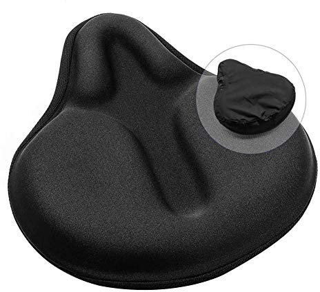 HAIWILL Fahrradsattel Gel Bezug schwarz Sattelbezug mit Gel Breiter Gepolstert Fahrrad Sattel Überzug Weicher Bequem Atmungsaktiv mit Sicherheitsband für Fahrrad, Mountainbike, Hometrainer Fahrrad