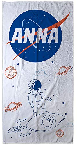 LolaPix Personalisiertes NASA-Handtuch. Strandtuch mit Namen. Personalisiertes Strand Badetuch. Personalisierte Handtuch. Personalisierte Geschenke. Verschiedene Designs und Größen. NASA