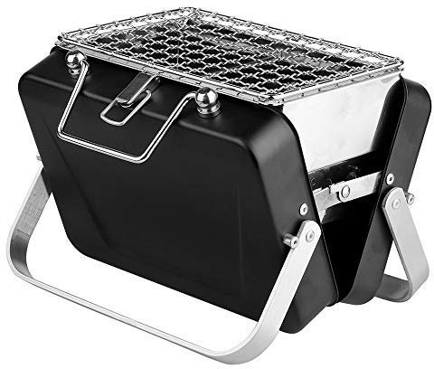 Estufa portátil plegable de acero inoxidable mini parrilla de barbacoa, estufa de leña, estufa solidificada de alcohol, estufa de mochilero, mini bolsillo para picnic (negro)