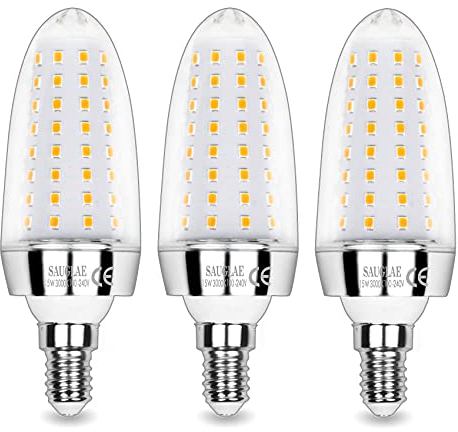 SAUGLAE 15W LED Lampen, 120W Glühlampen Äquivalent, 3000K Warmweiß, 1700Lm, E14 Kleine Edison Schraube LED Leuchtmittel, 3 Stück