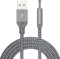 iMangoo Câble d'alimentation USB vers DC, 6,6ft USB A vers DC Adaptateur de Prise de Baril 1,35 x 3,5 mm Câble de Charge en Tresse en Nylon Cordon Compatible avec FOREO Luna/IRIS/Haut-parleur Gris