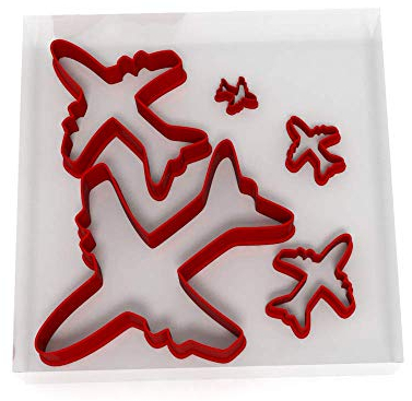 Custom Cutters Airplane Shape Cutters | Set of 5 Plastic Cutter for Baking, Fondant, Clay, Pastry, Icing, Jewellery (1.5/2/3/5/8CM)