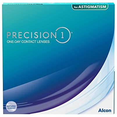 PRECISION1 Toric Tageslinsen weich, 90 Stück / BC 8.5 mm / DIA 14.5 mm / CYL 0.75 / ACHSE 010 / -8.00 Dioptrien, farblos