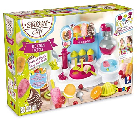 Smoby Chef Eis-Fabrik - Eismaschine für Kinder mit Zubehör (ohne Zutaten) - Küchengerät zur Herstellung & Dekoration von Eiscreme - ab 5 Jahren