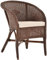Korb-Outlet Klassischer Rattan Club-Sessel inkl. Polster Beige Rattansessel Flechtsessel (Dunkel Braun)